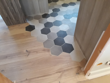 Parquet chêne contrecollé jonction carrelage 1