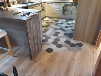 Parquet chêne contrecollé jonction carrelage